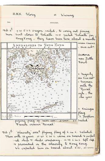 (ILLUSTRATED SHIP'S LOG -- HONG KONG and SINGAPORE.) F.A. Somerville. Journal of H.M.S. Glory from Nov. 1900 to April 1902.